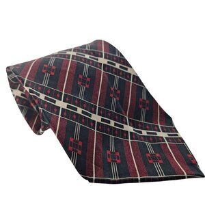 Cosentino Silk Necktie Black Red White Geometric